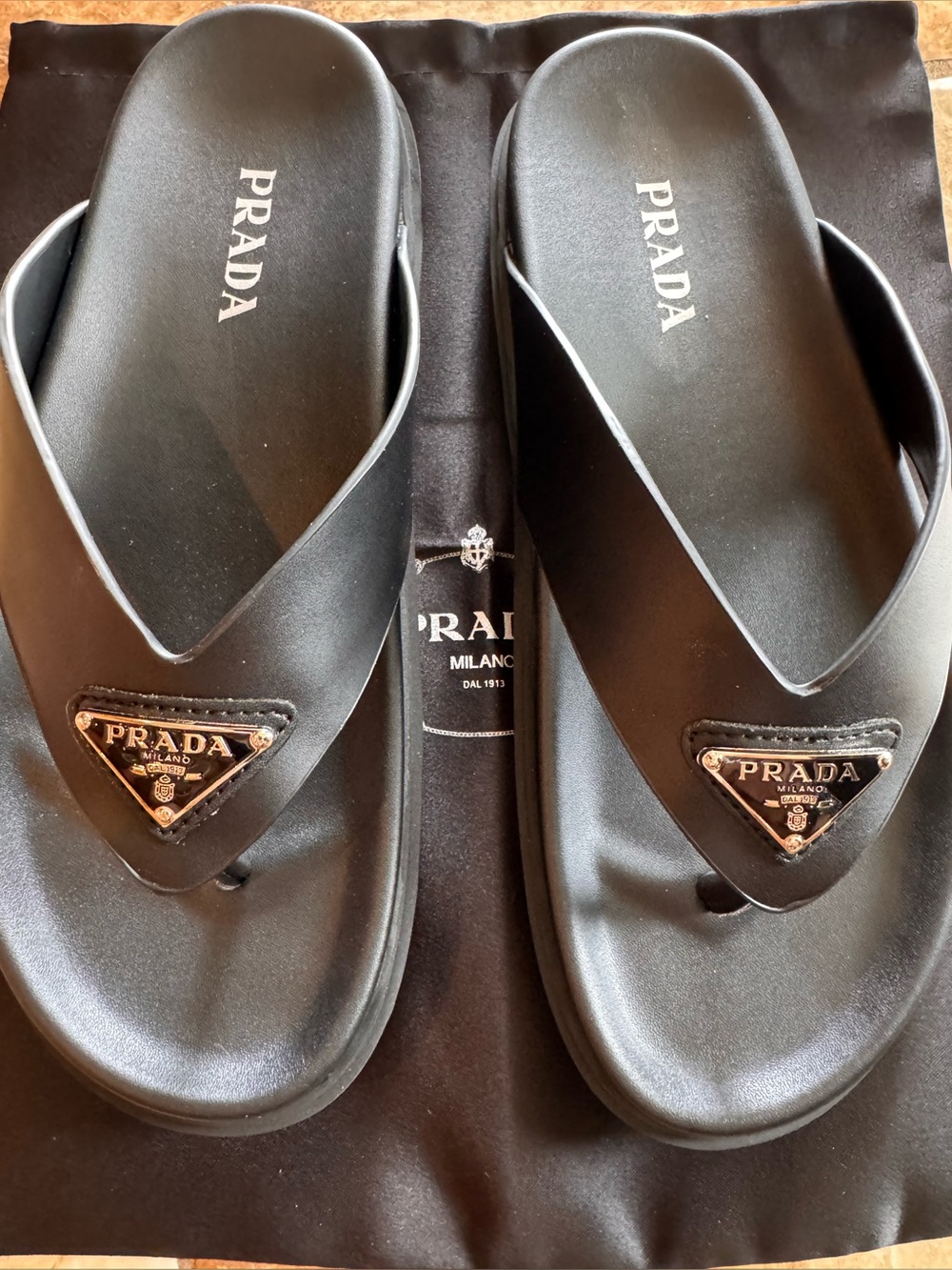 Logo black Logo Triangle Thong Sandals - Women's Slip-On 10